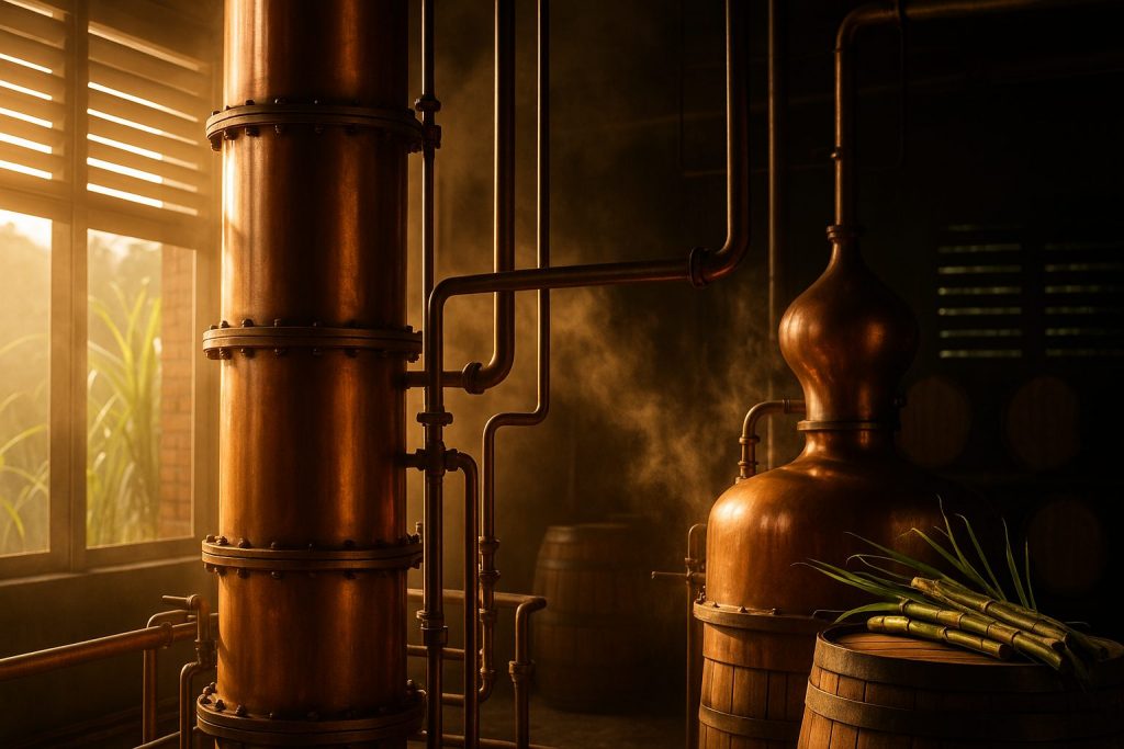 Colonne de distillation en cuivre, Martinique